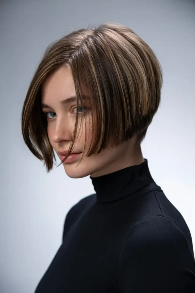 11. Stacked Bob with Side Part