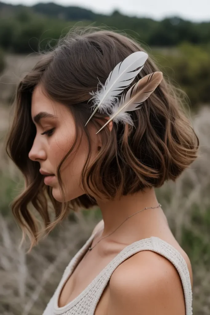 12. Boho Bob with Feather Pins