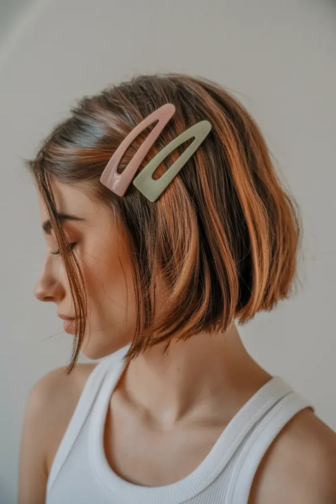 12. Layered Bob with Hair Clips
