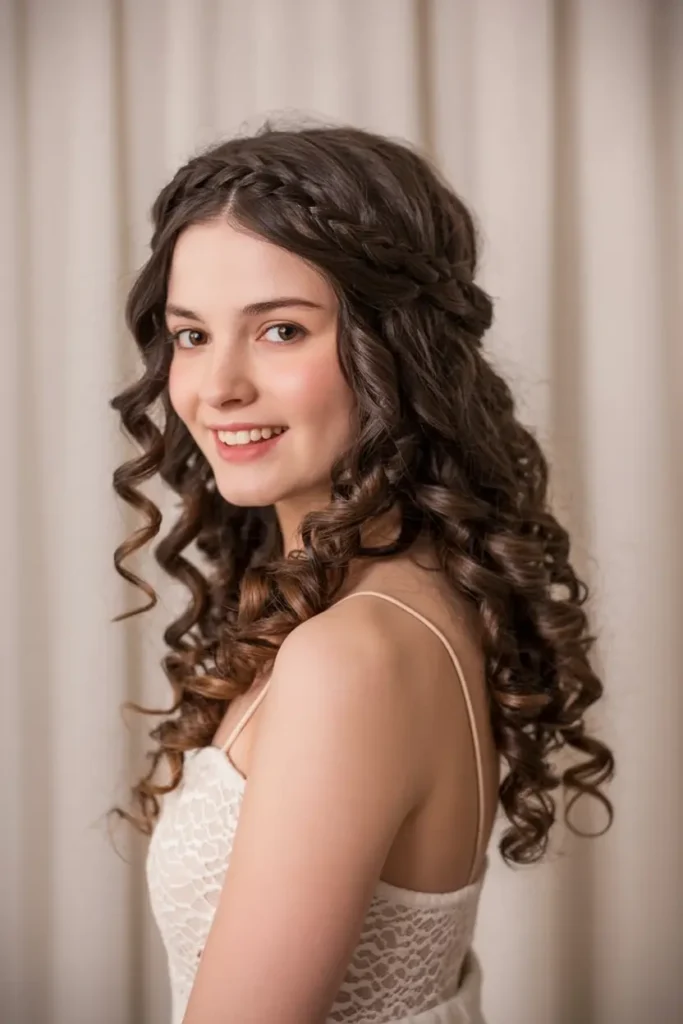 13. Braided Curly Crown