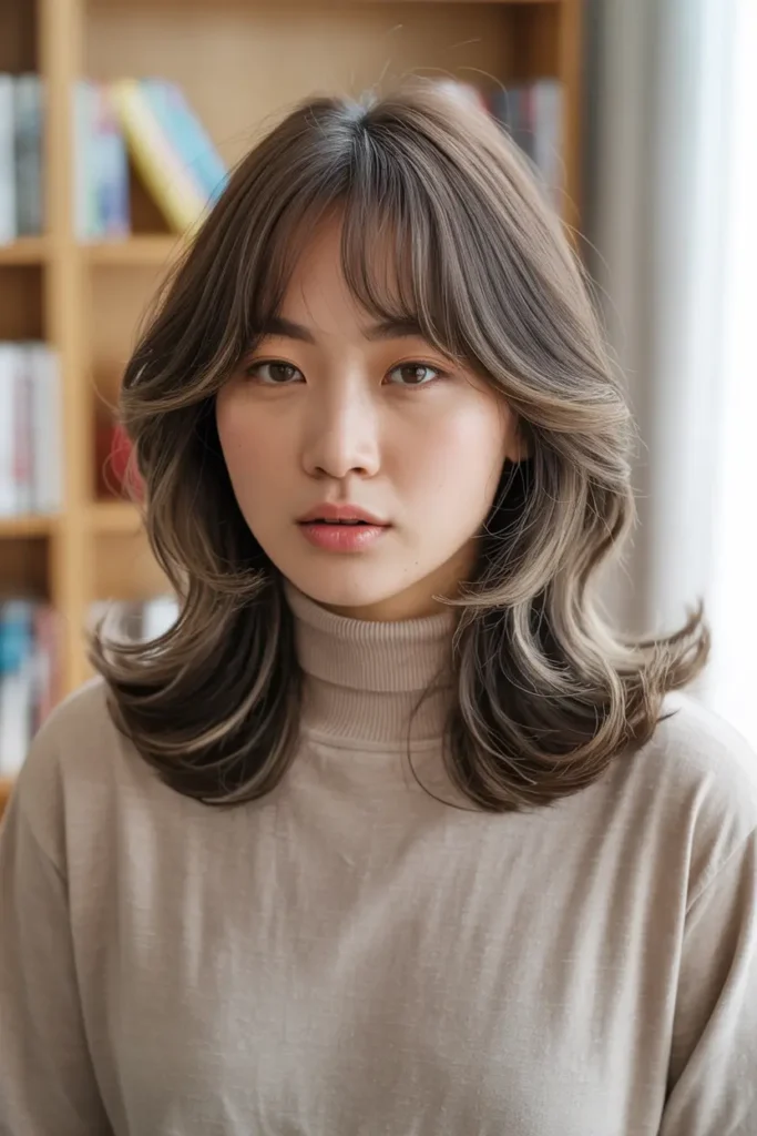 30 Korean Haircut for Chubby Face: Cute & Slimming Styles 25 13. Korean Curtain Bangs Haircut