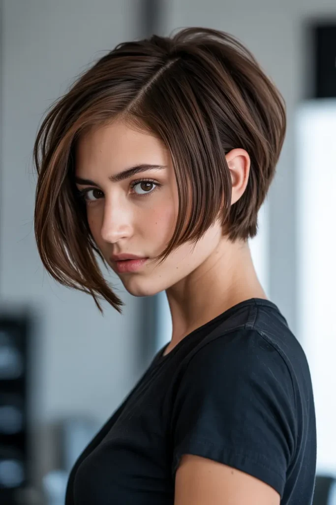 14. Side Parted Pixie Bob