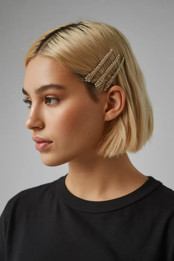 15. Blonde Bob with Beaded Pins