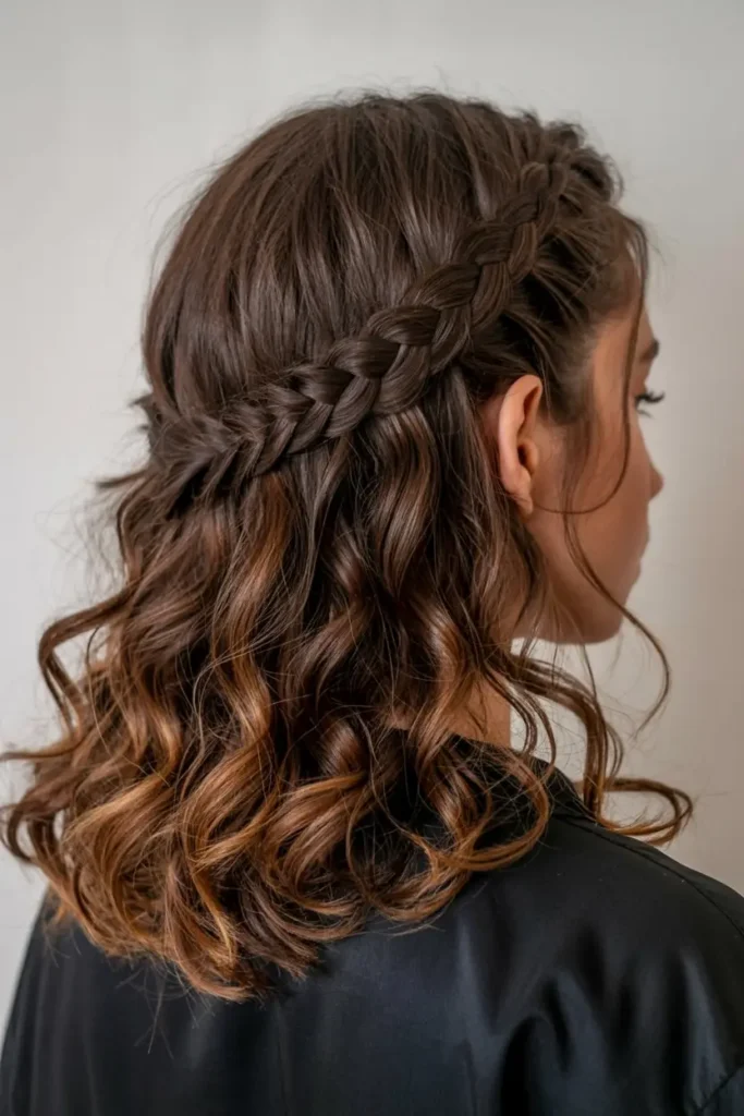 15. Curly Half Braid Accent