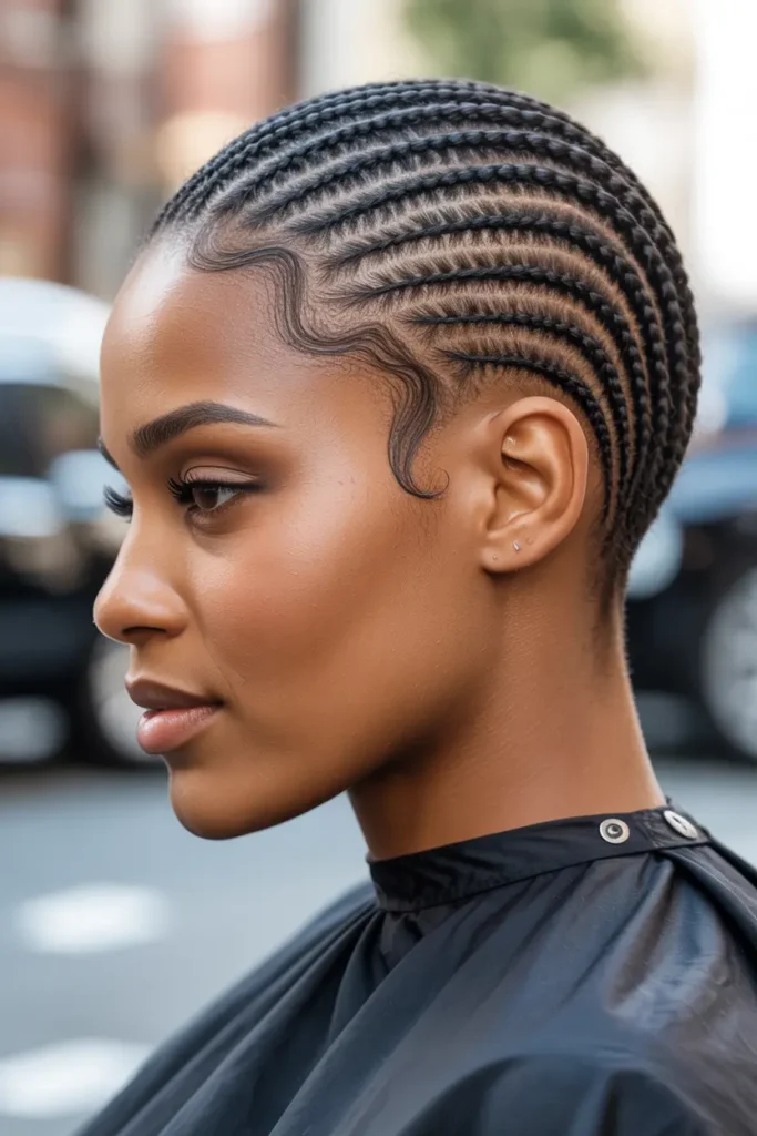 15. Short Cornrow Fade