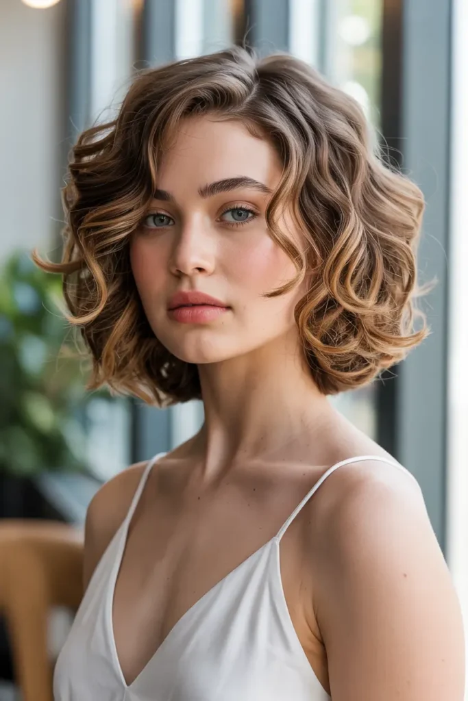 15. Soft Curls Layered Bob