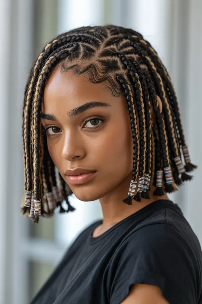 16. Bob with Fulani Braids