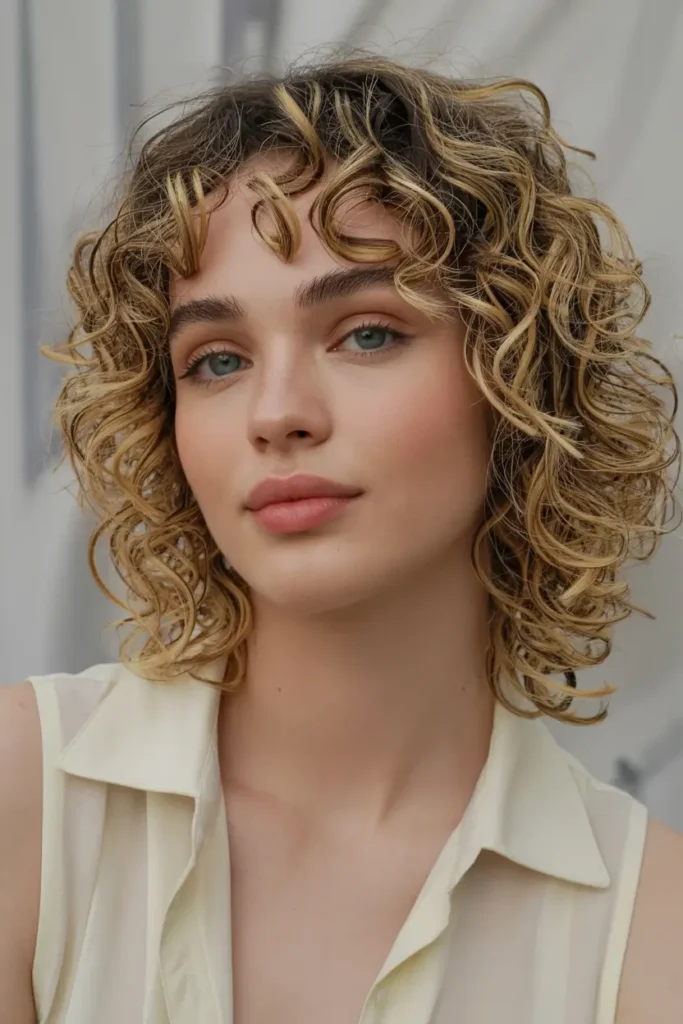 16. Curly with Face Framing Strands