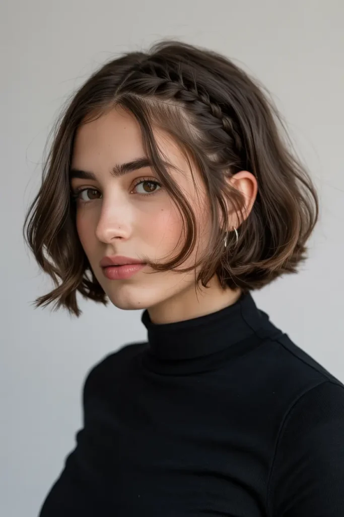 16. Layered Bob with Braided Accent