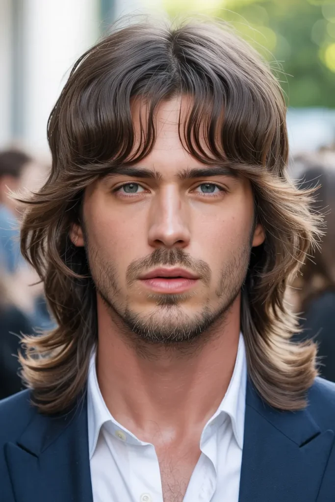 16. Long Curtain Bangs Mullet