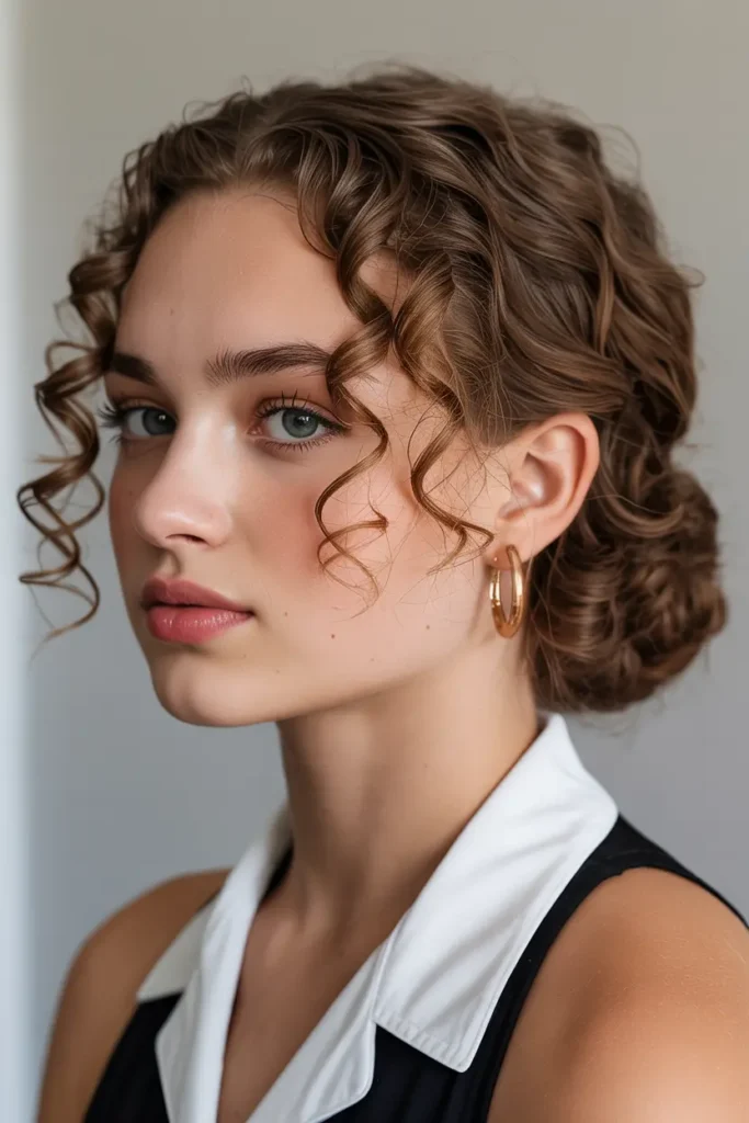 16. Sleek Curly Updo