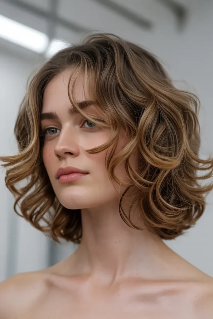 16. Soft Curl Layered Bob