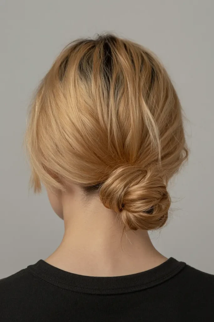 17. Blonde Bob with Low Bun