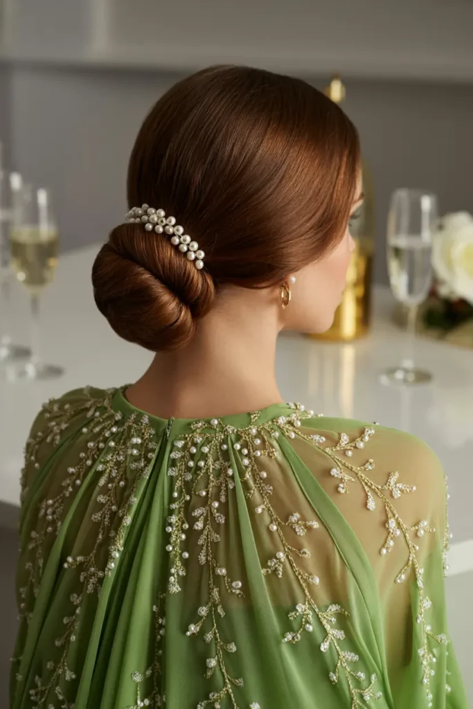 17. Low Chignon with Pearls