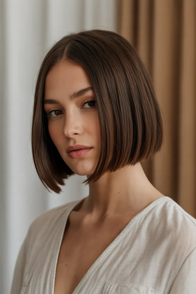 17. Middle Part Chin Length Bob