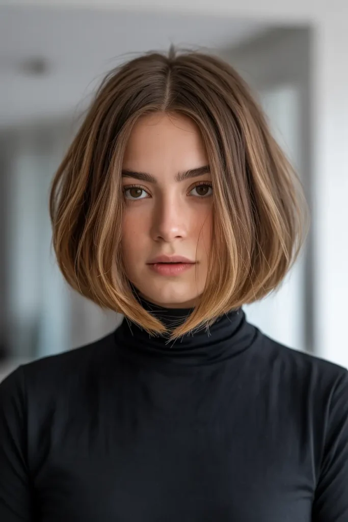 17. Middle Part Layered Bob