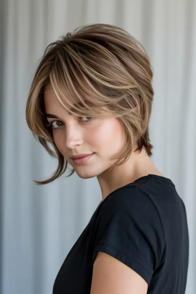 17. Stacked Bob with Curtain Bangs