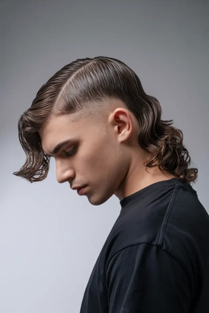 18. Blended Fade Wavy Mullet