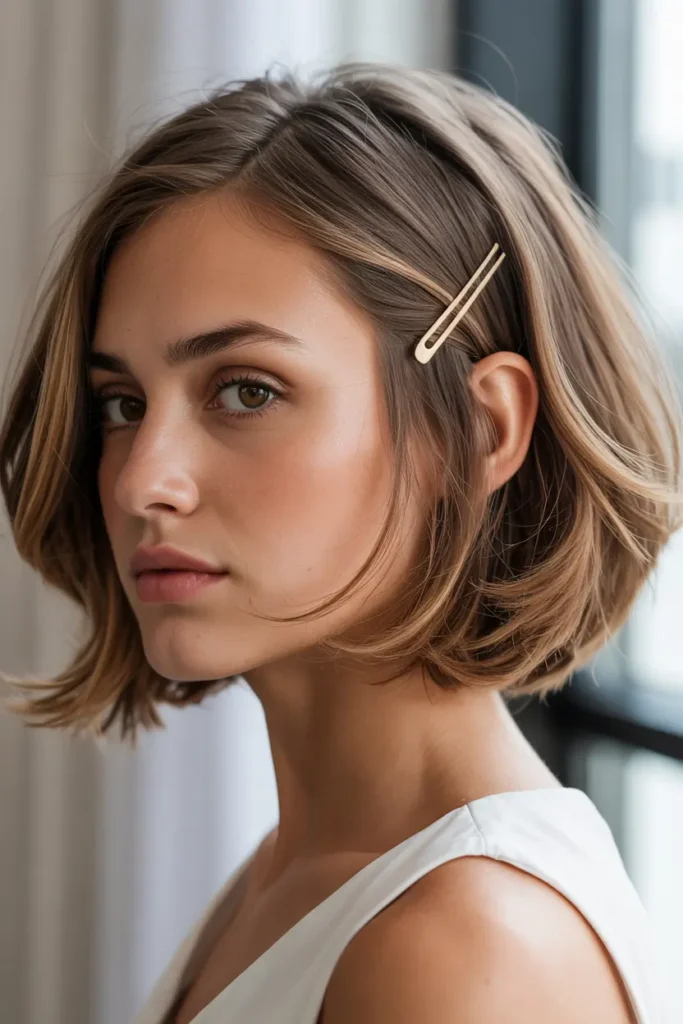 18. Layered Bob with Pin Tuck