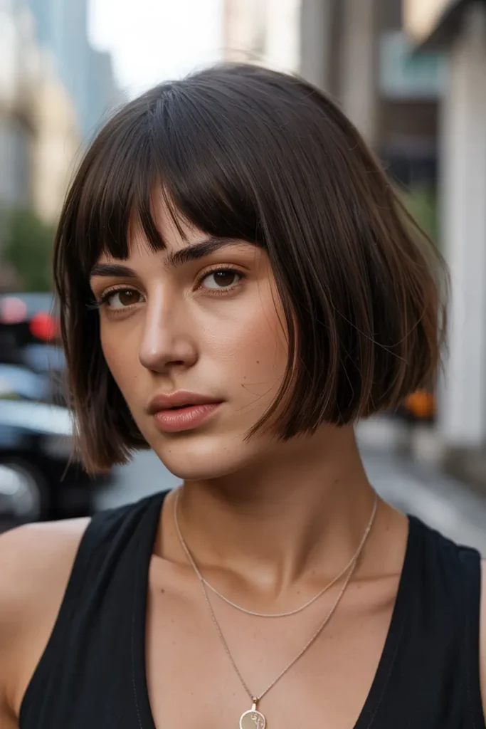 18. Short Bob with Choppy Bangs