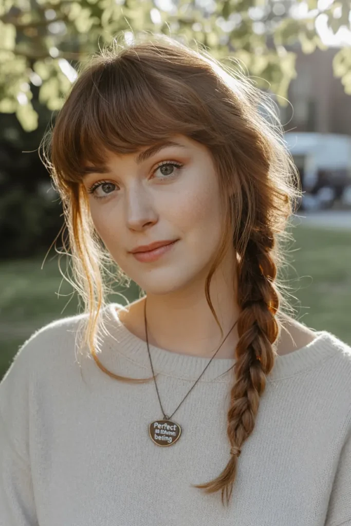 19. Choppy Bangs Side Braid
