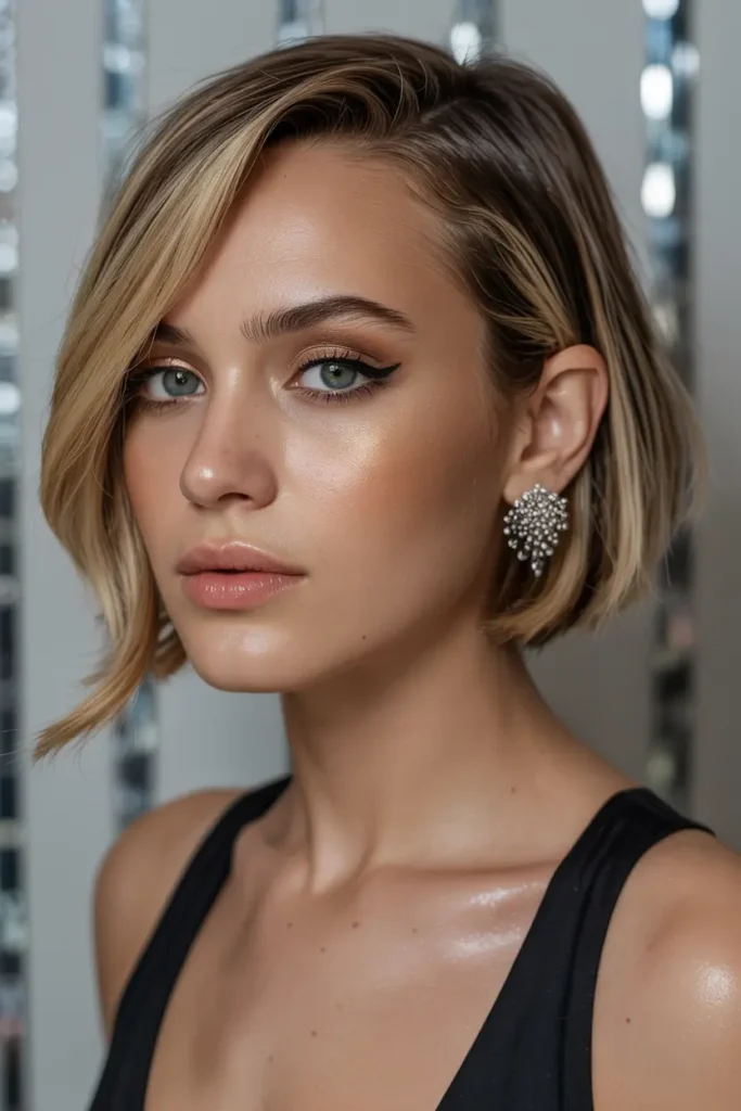19. Side Slicked Bob with Shine