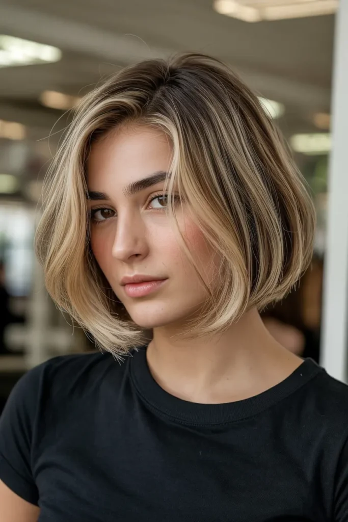 19. Stacked Bob with Wispy Ends