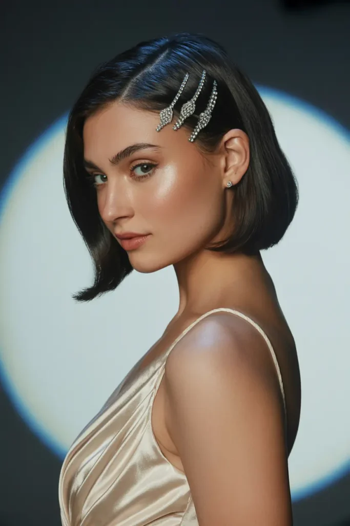 2. Sleek Bob with Gem Pins