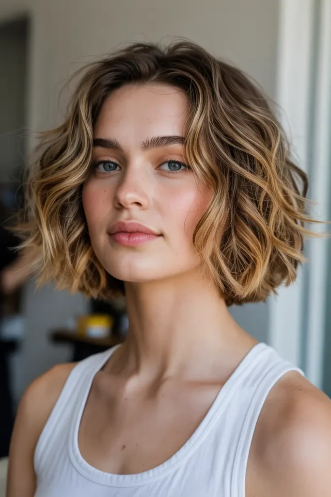 2. Wavy Chin Length Bob