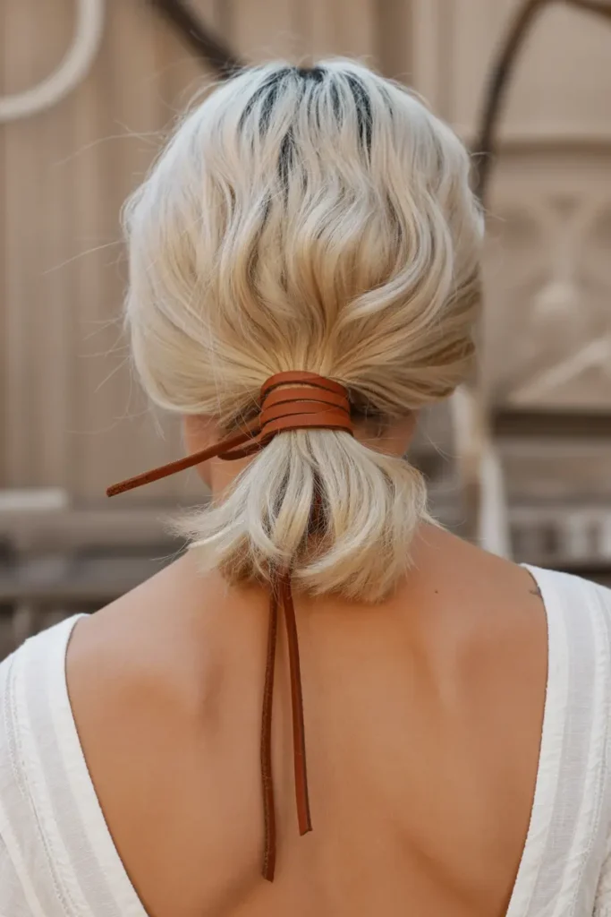 20. Boho Bob with Leather Tie