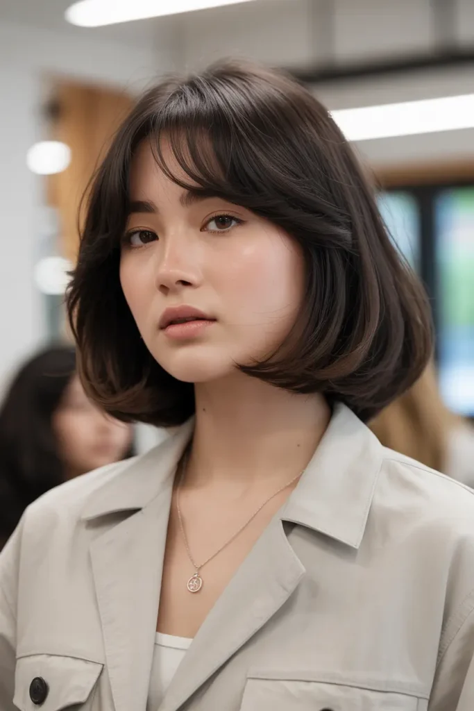 30 Korean Haircut for Chubby Face: Cute & Slimming Styles 39 20. Korean Puffy Crown Haircut