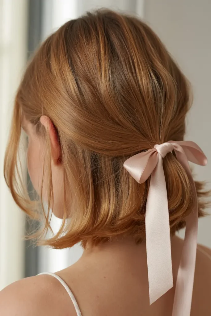 20. Layered Bob with Ribbon