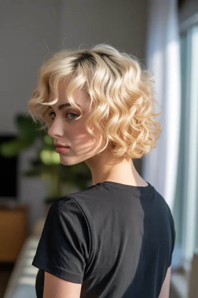 20. Pearl Blonde Bob with Curls