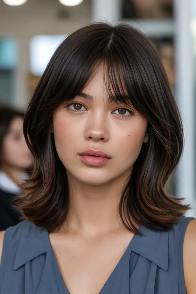 30 Korean Haircut for Chubby Face: Cute & Slimming Styles 49 25. Korean Middle Part Cut