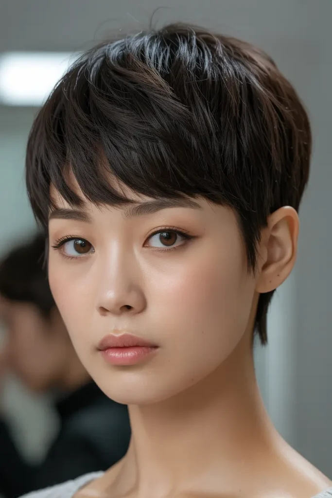 30 Korean Haircut for Chubby Face: Cute & Slimming Styles 51 26. Korean Compact Pixie Cut
