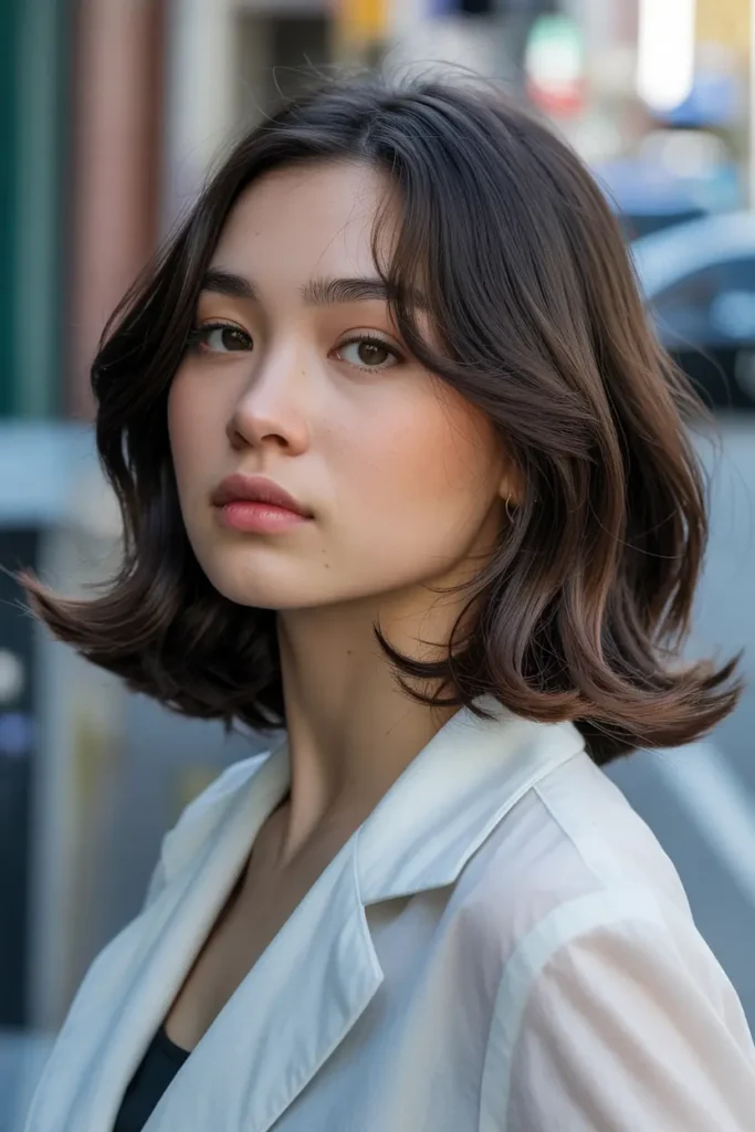 30 Korean Haircut for Chubby Face: Cute & Slimming Styles 57 29. Korean Chin Covering Layers