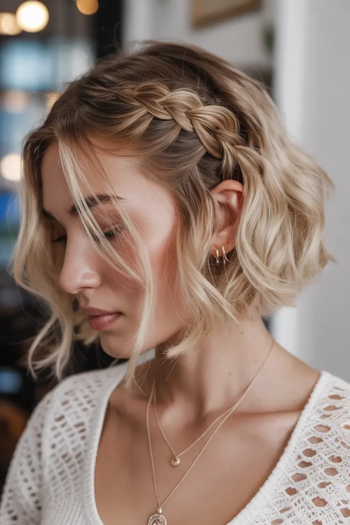 3. Boho Bob with Braided Accents