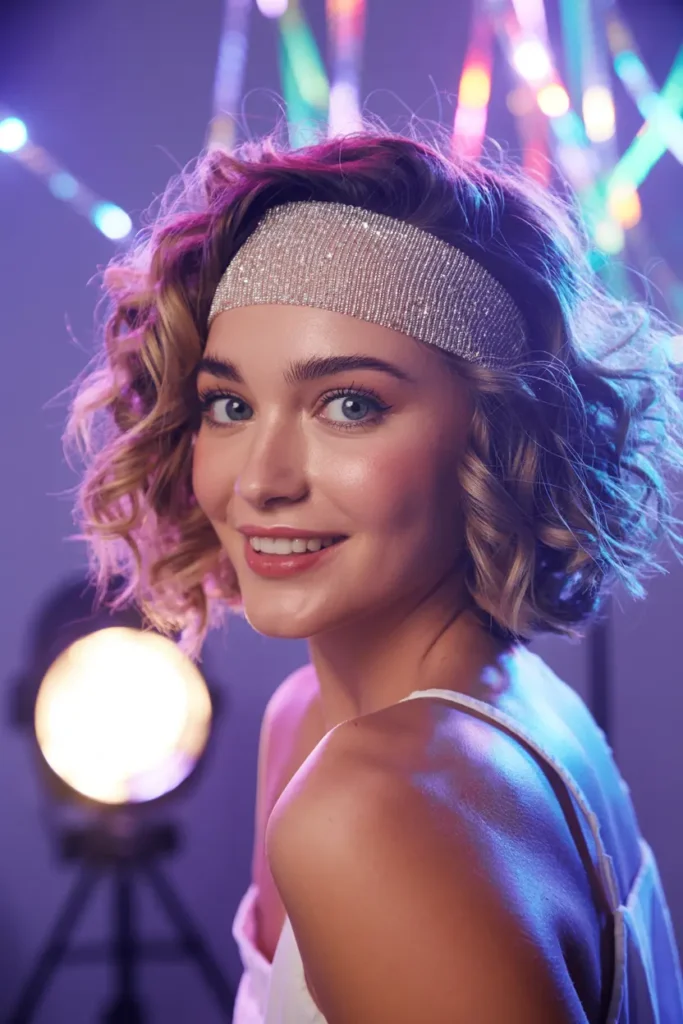 3. Curly Bob with Headband
