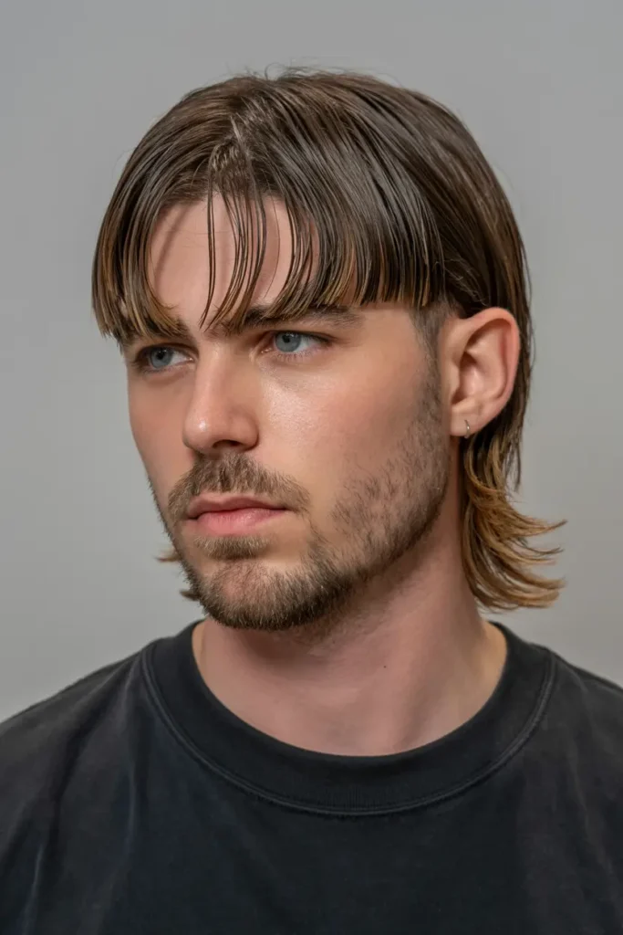 3. Curtain Bangs Medium Mullet