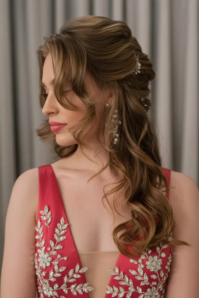 3. Half Up Party Curls