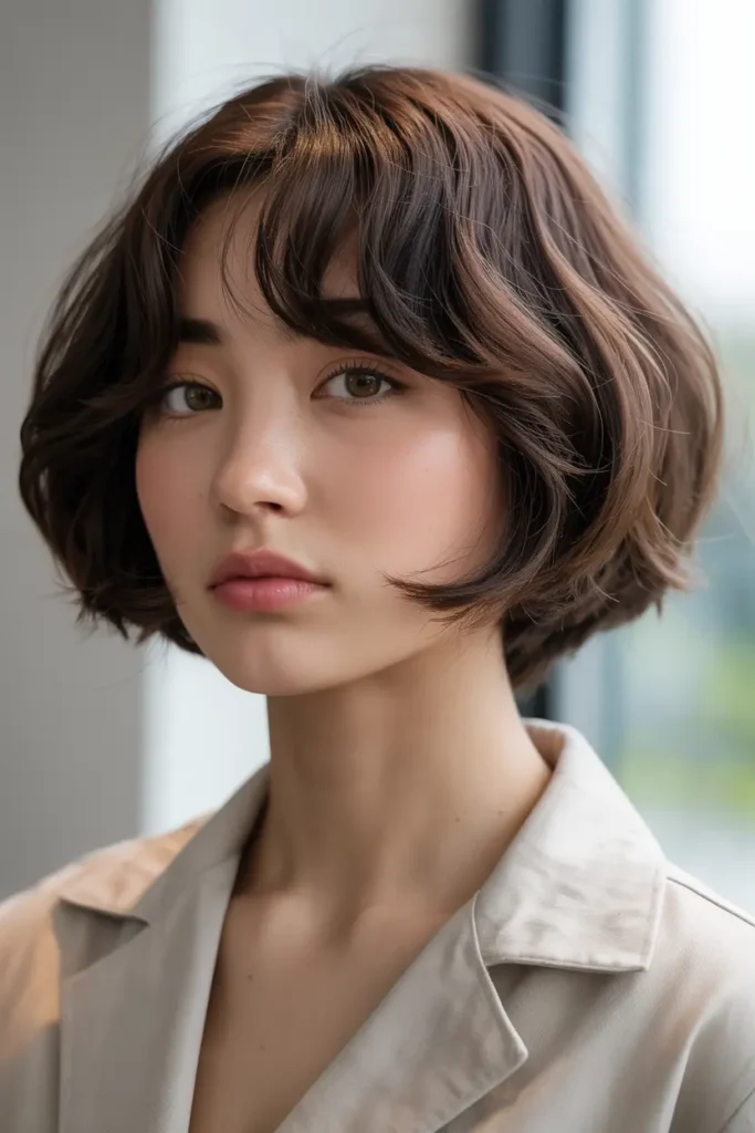 30 Korean Haircut for Chubby Face: Cute & Slimming Styles 5 3. Korean Two Block Bob Cut