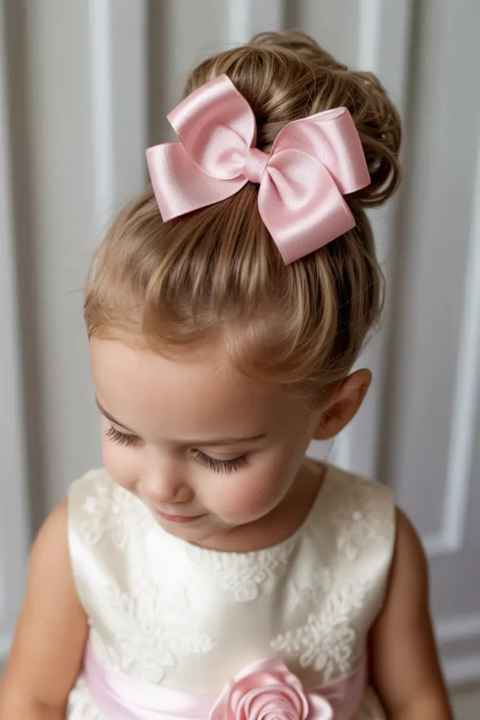 3. Mini High Bun with Bow