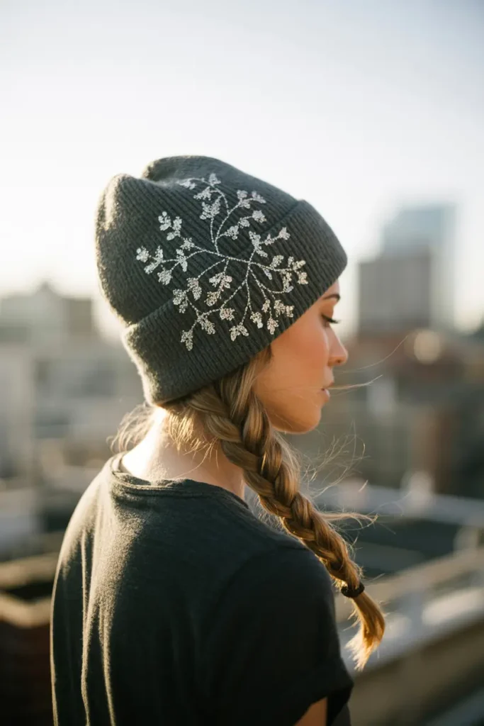 3. Side Braid with Beanie