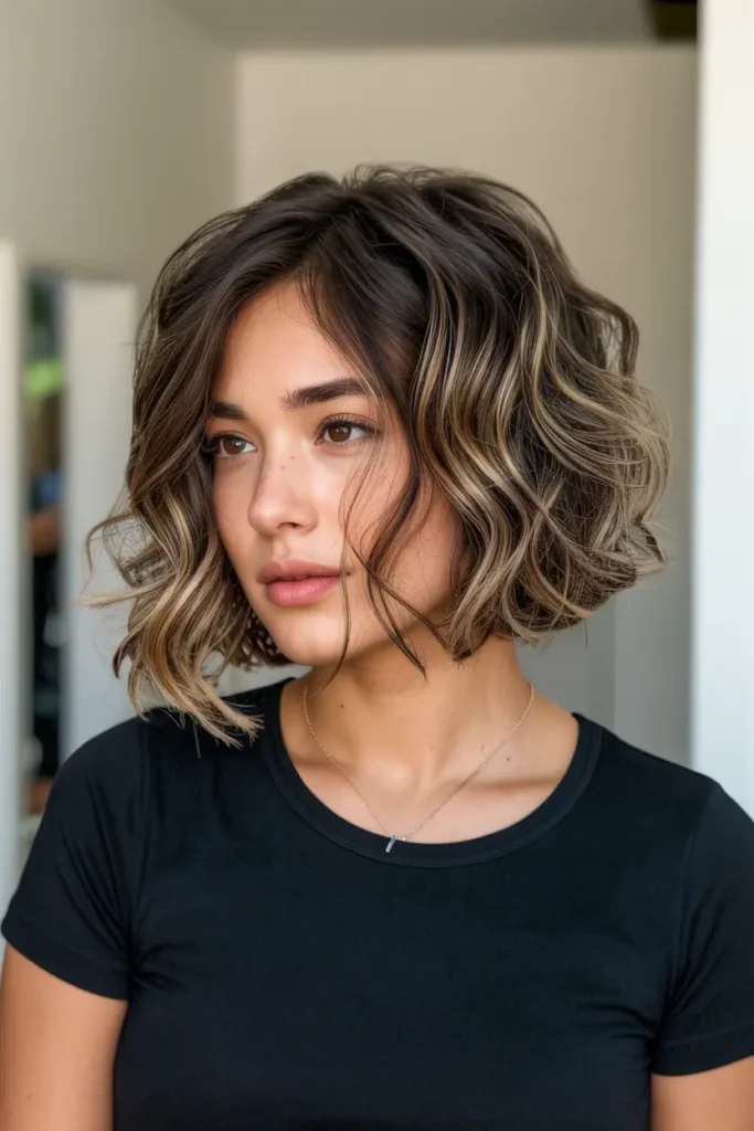 3. Wavy Stacked Bob