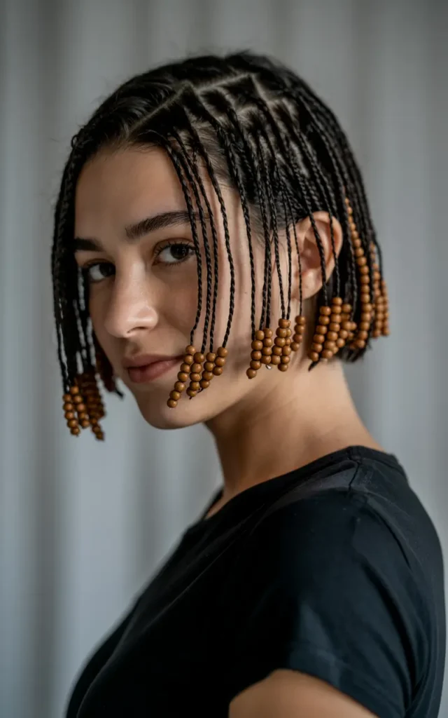 4. Bob with Beaded Braids