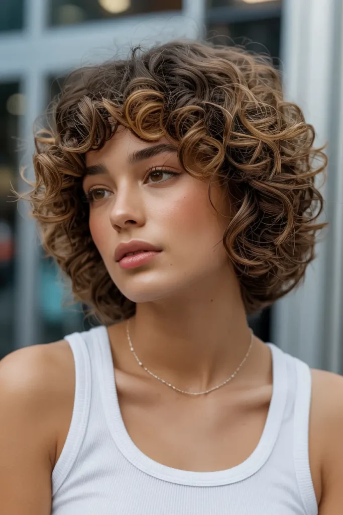 4. Curly Chin Length Bob