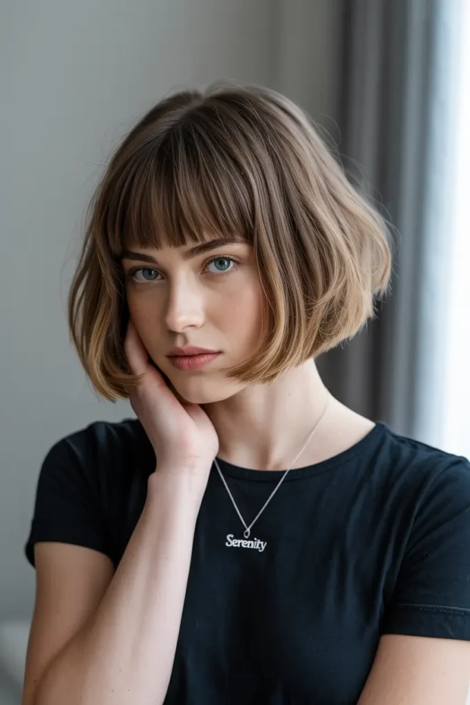 4. Stacked Bob with Bangs