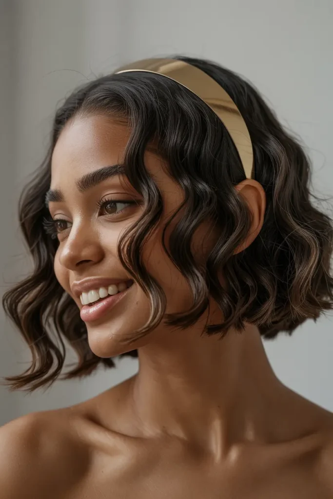 4. Wavy Bob with Headband
