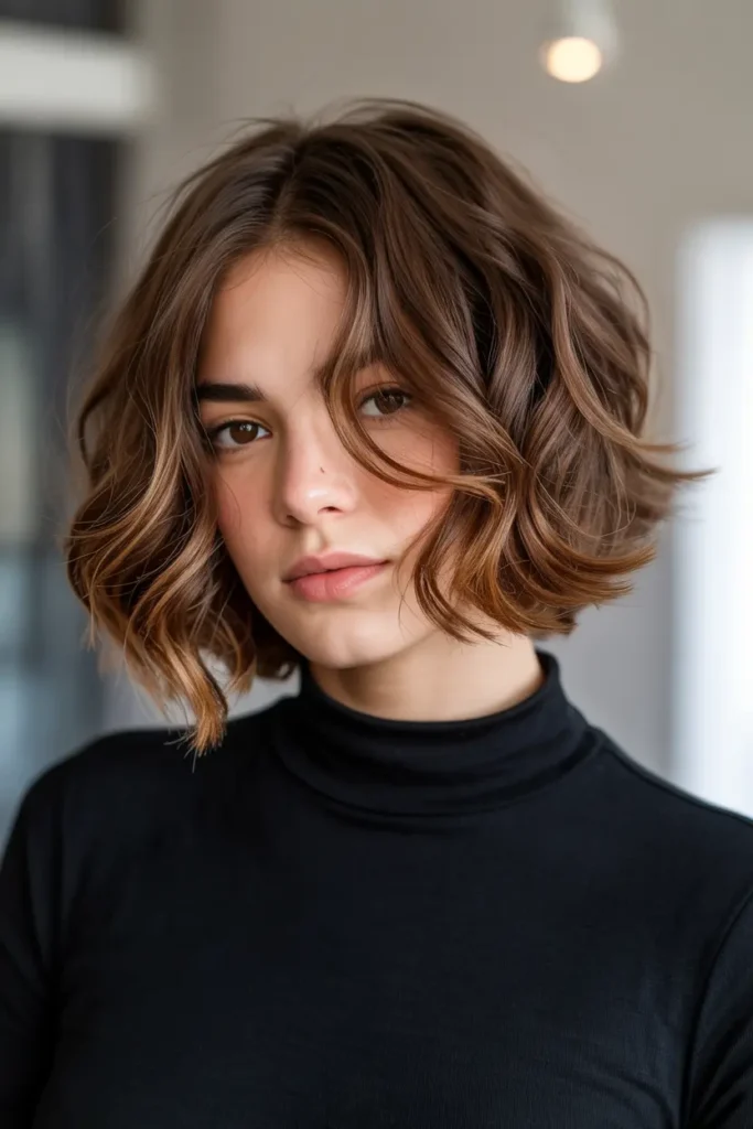 5. Chin Length Bob with Bangs