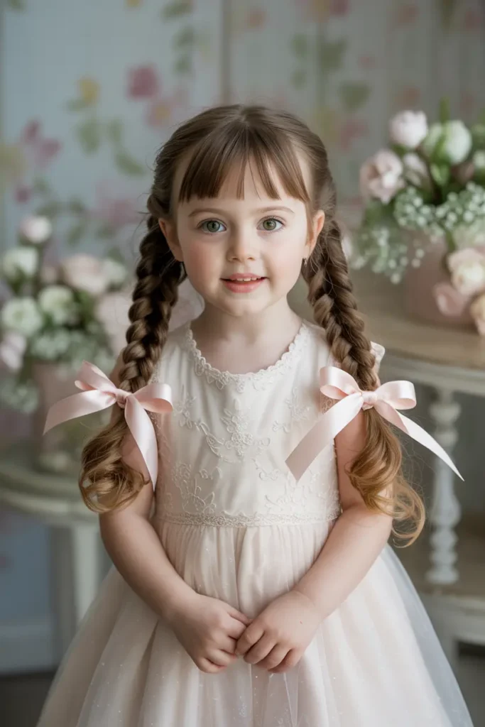 5. Double Pigtails with Ribbons